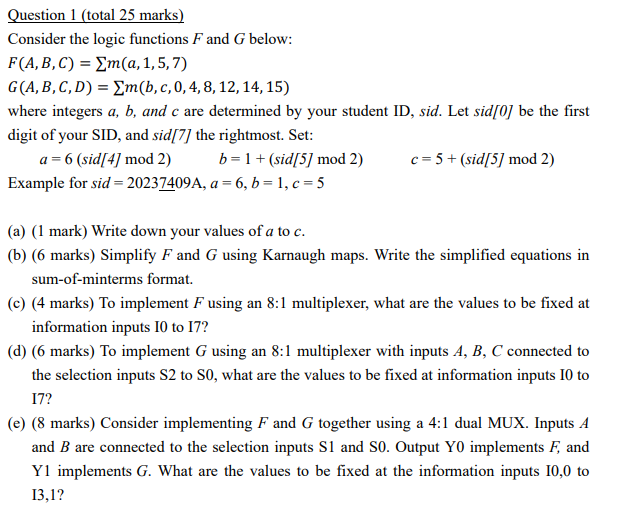Solved Question 1 (total 25 marks) Consider the logic | Chegg.com