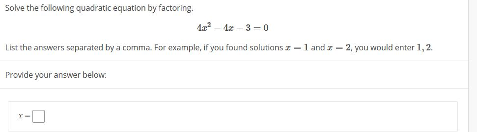 Solved Solve the following quadratic equation by | Chegg.com