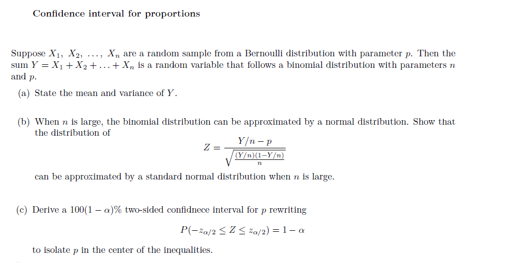 Solved Confidence interval for proportions Suppose X1, X2, | Chegg.com
