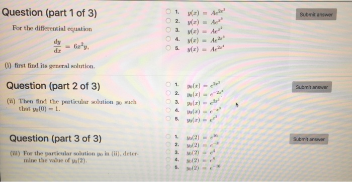 Solved Question (part 1 of 3) For the differential equation | Chegg.com
