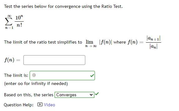 Solved Test the series below for convergence using the Ratio | Chegg.com