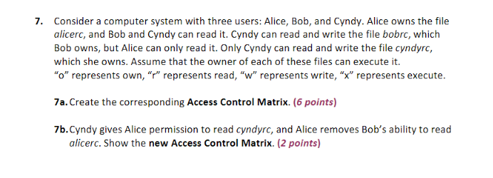 Solved 7. Consider a computer system with three users: | Chegg.com