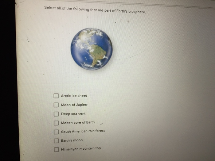 which of the following is not a part of earth's geosphere