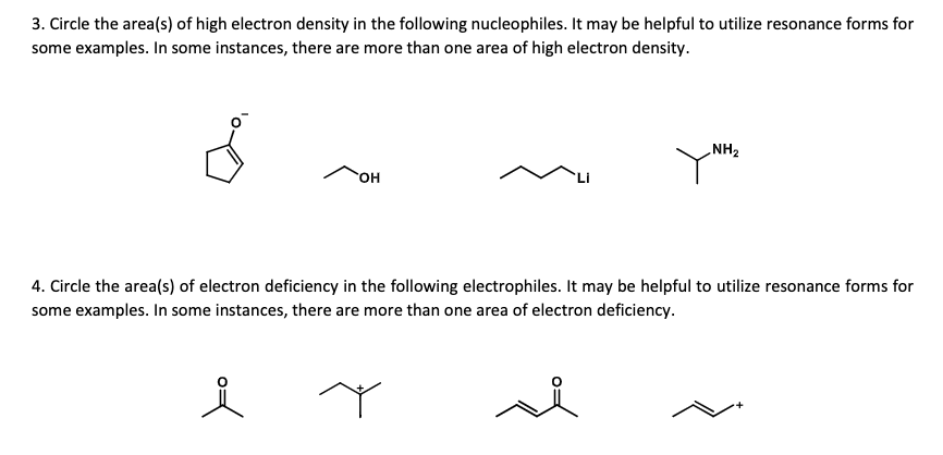 Solved 3. Circle the area(s) of high electron density in the | Chegg.com