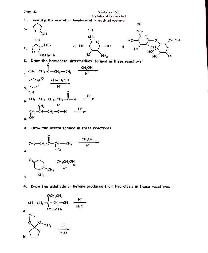 Solved 2. Draw the hemiacetal intermediate formed in these | Chegg.com