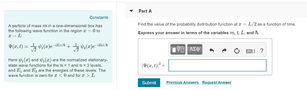 Solved Part A Constants Find the value of the probability | Chegg.com
