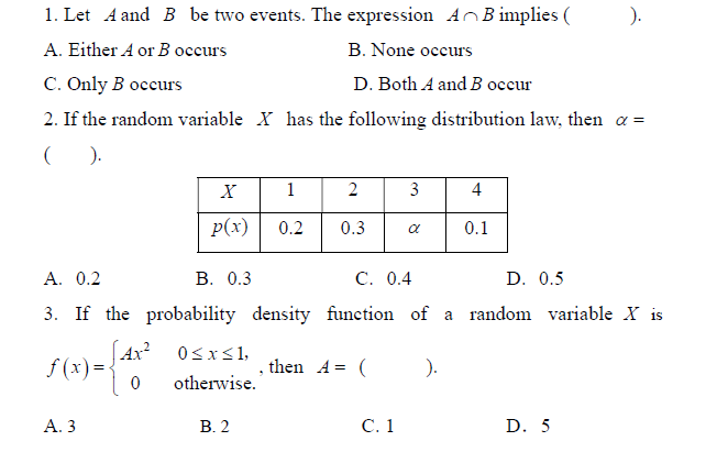 Solved 1. Let A And B Be Two Events. The Expression A∩B | Chegg.com