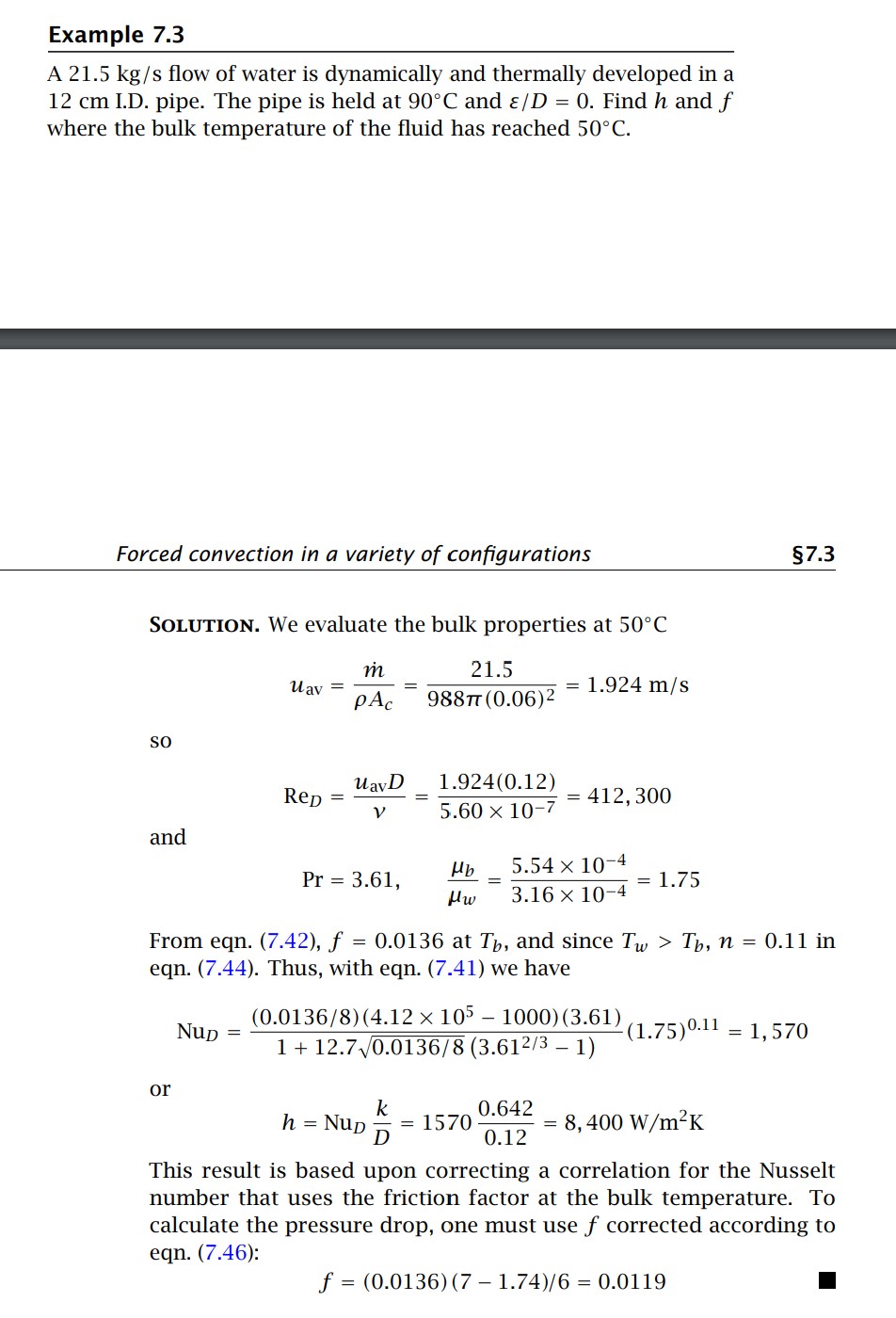 Solved 7.5 Compare the h value calculated in Example 7.3 | Chegg.com