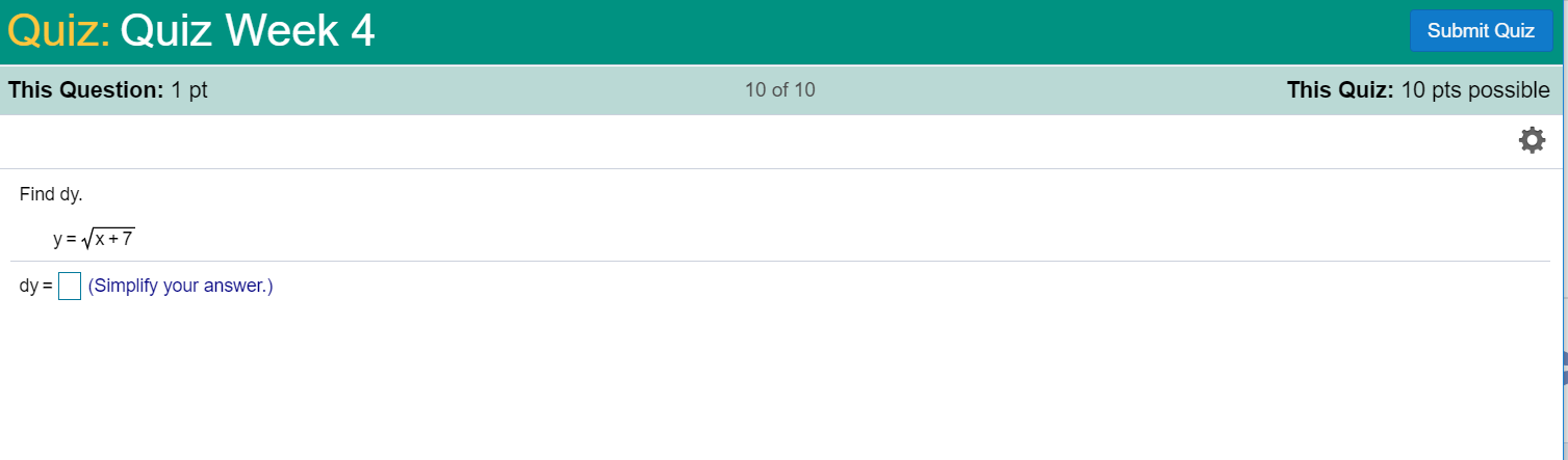 Solved Quiz: Quiz Week 4 Submit Quiz This Question: 1 pt 10 | Chegg.com