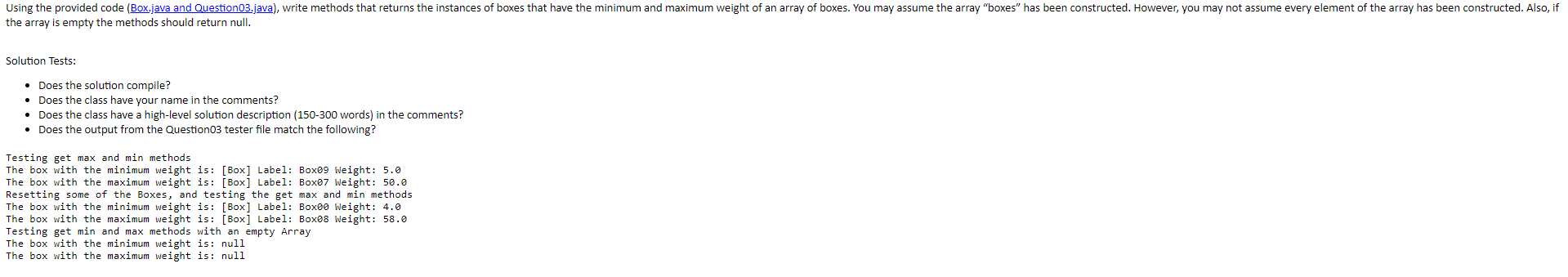 Solved Write a program for boxes in java. public class | Chegg.com