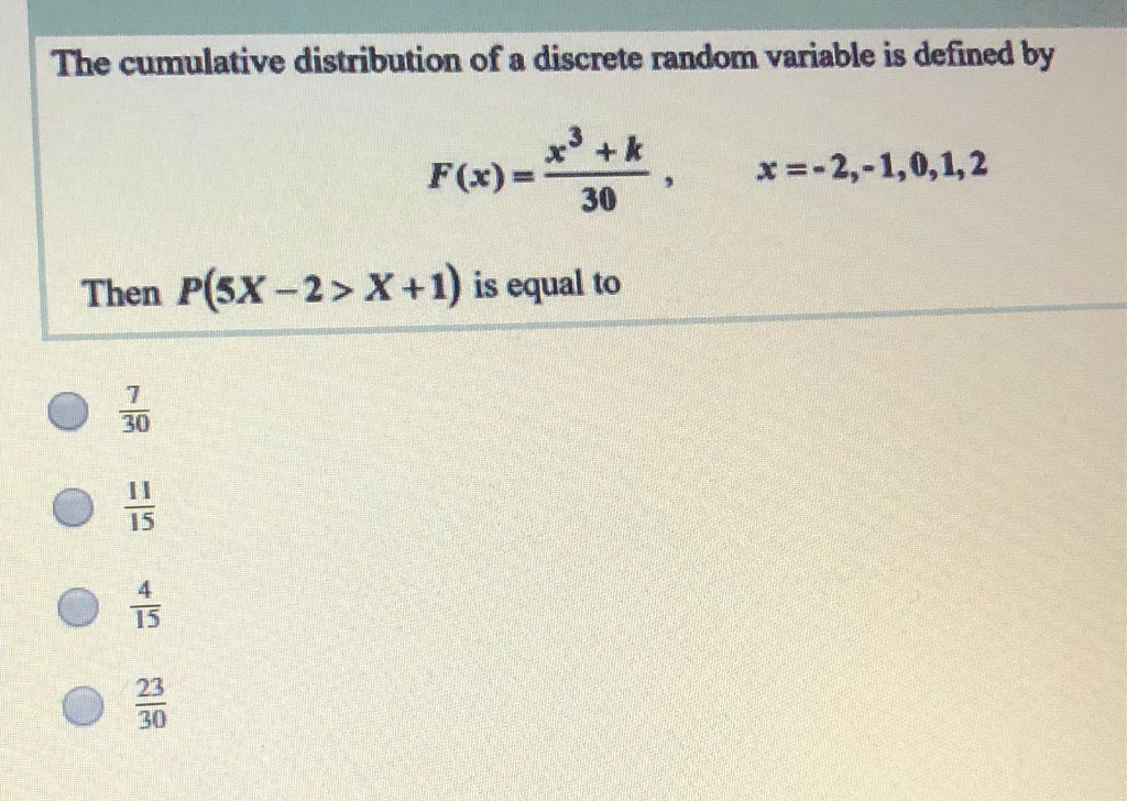 Solved The cumulative distribution of a discrete random | Chegg.com