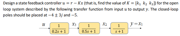 Solved Design a state feedback controller u =s - Kx (that | Chegg.com