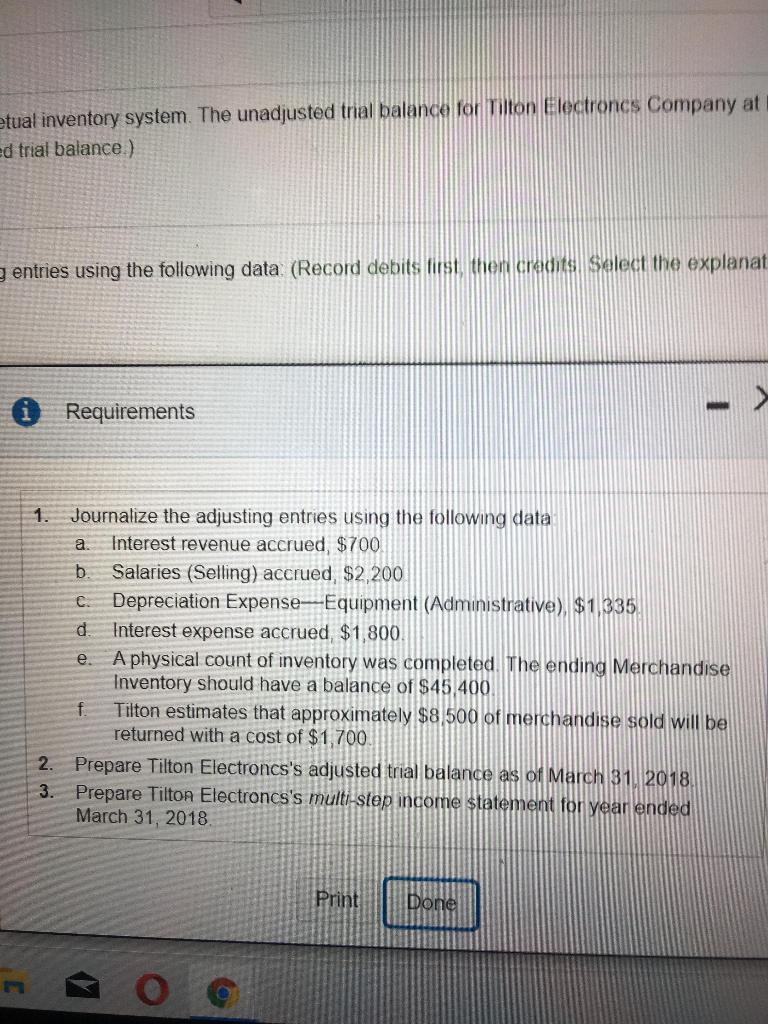 Solved etual inventory system. The unadjusted trial balance | Chegg.com