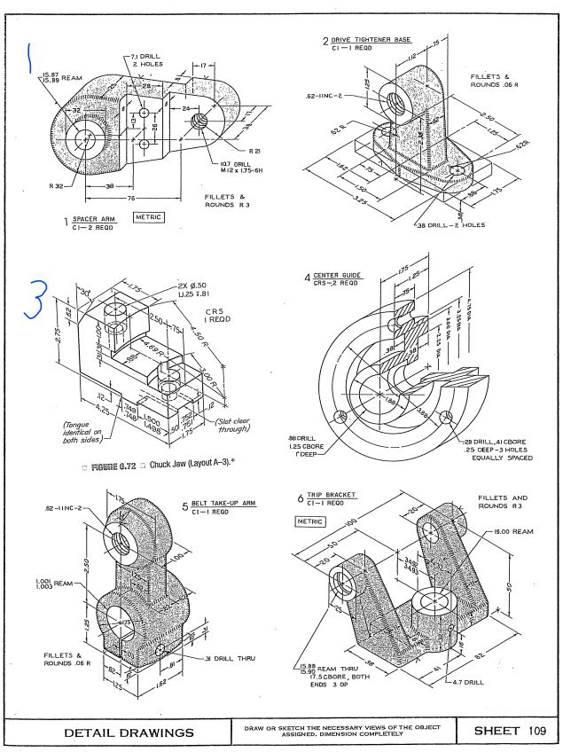 Solved Complete Orthographic View (Top, Front, Side Views). | Chegg.com