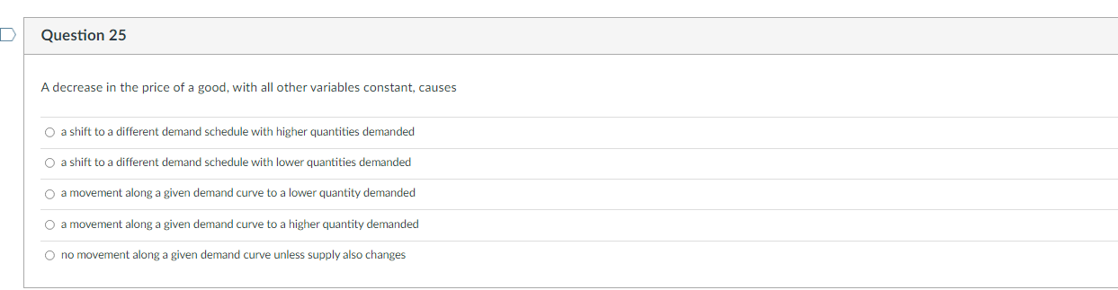 Solved D Question 25 A decrease in the price of a good, with | Chegg.com