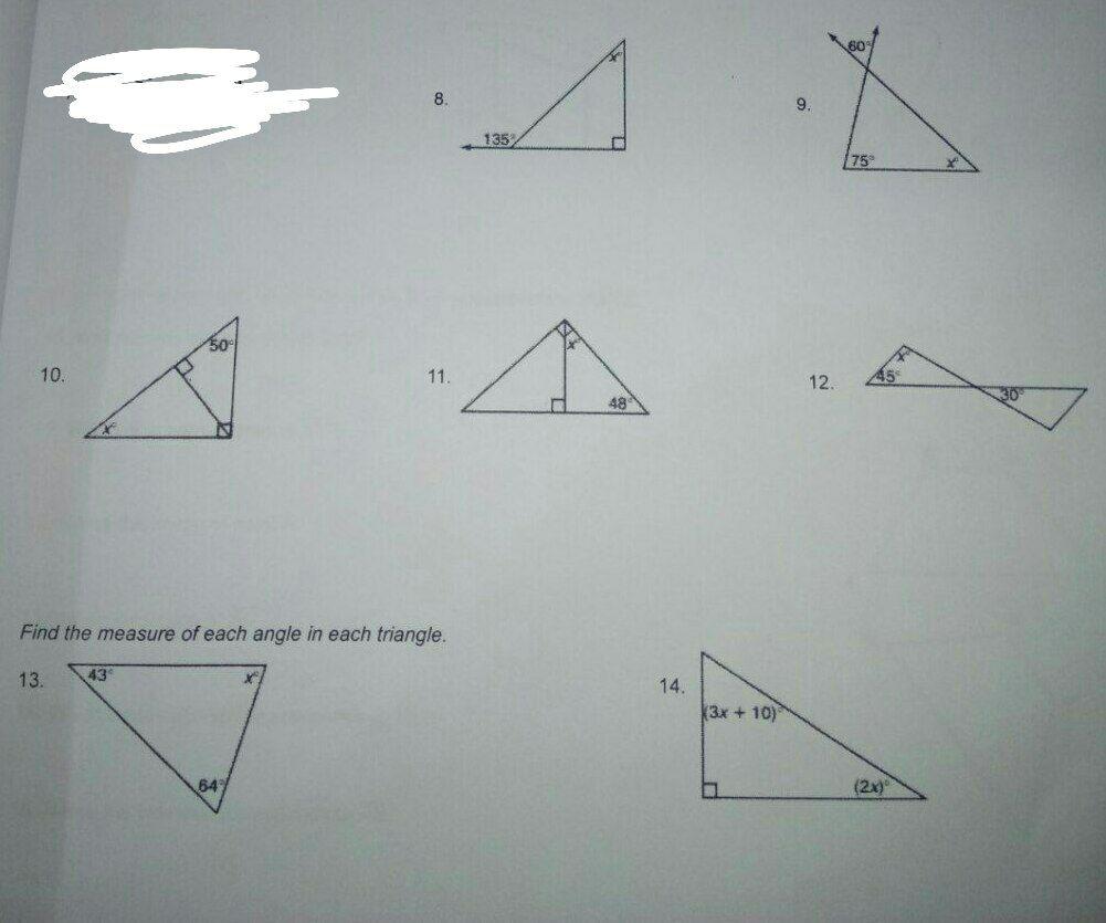 Solved 5 8 A 9. 135 75 500 10. A 11. 12. 45 Find the measure | Chegg.com