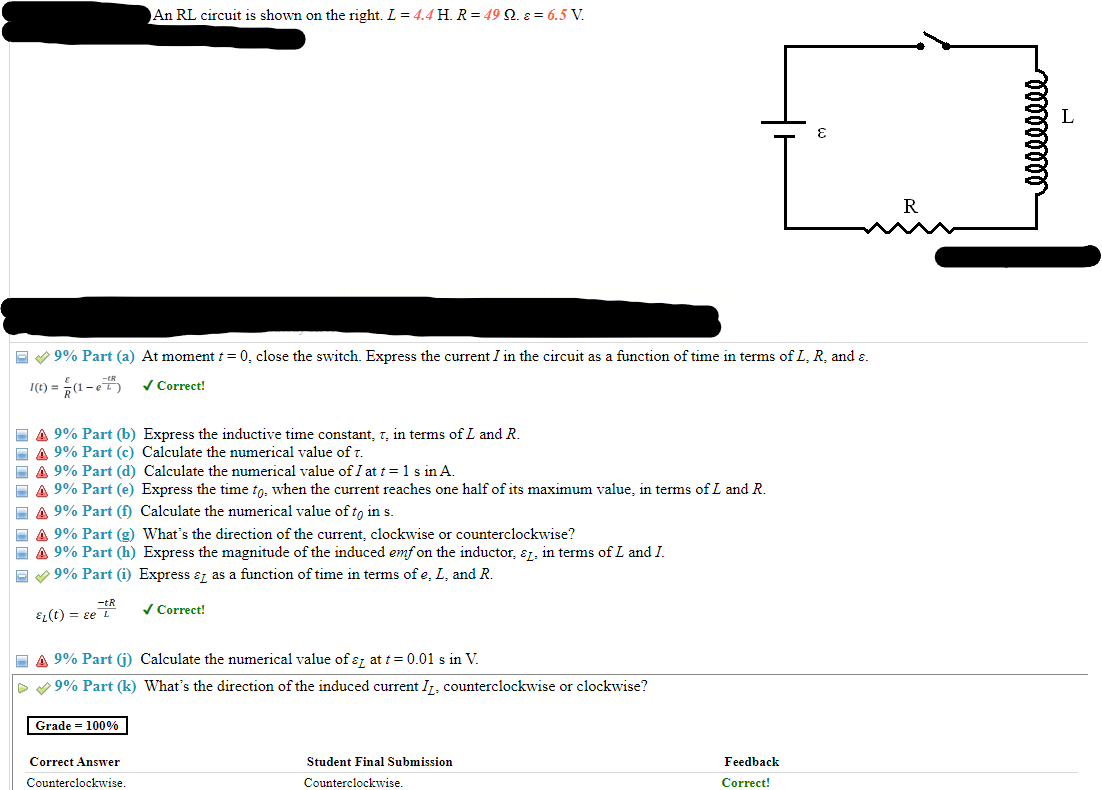 Solved An RL Circuit Is Shown On The Right. | Chegg.com