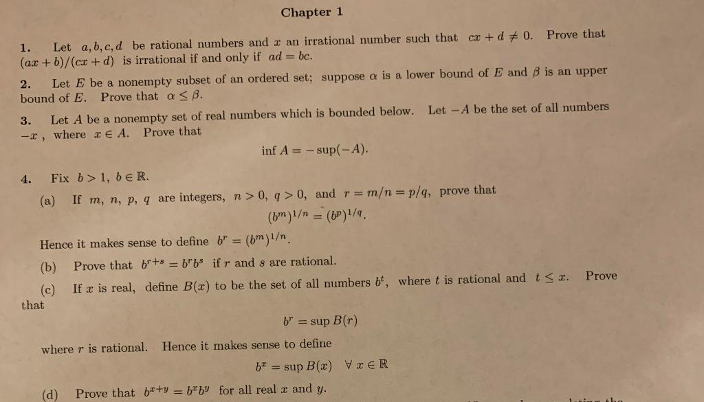 Solved Chapter 1 1. Let A,b,c,d Be Rational Numbers And X An | Chegg.com