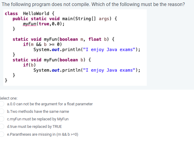Solved The following program does not compile. Which of the | Chegg.com