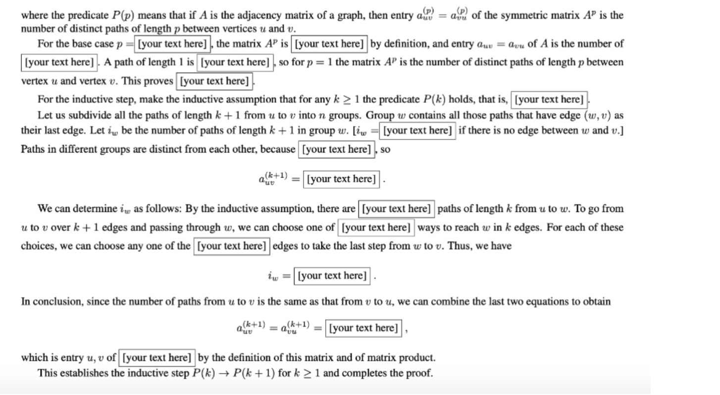 Solved 5. Let A be the adjacency matrix of some graph G = | Chegg.com