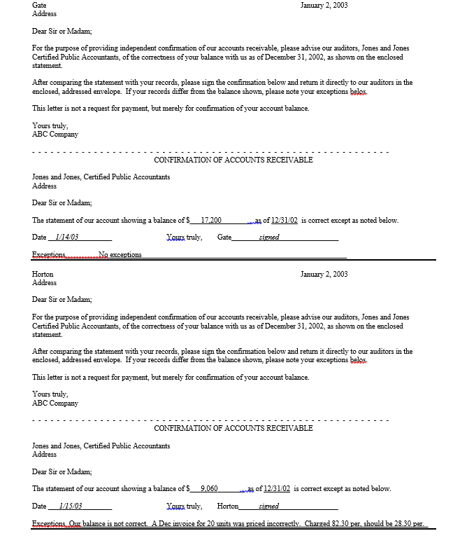 Solved Receivables Confirmation Exercise (10 points) You | Chegg.com