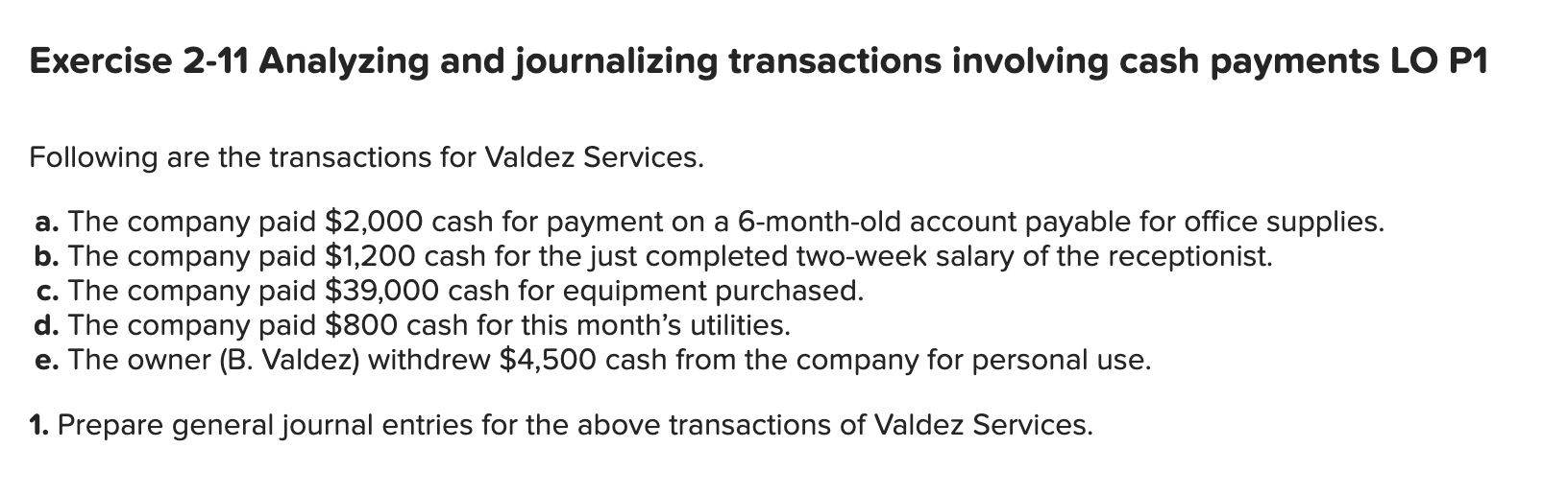 Solved Exercise 2-11 Analyzing And Journalizing Transactions | Chegg.com