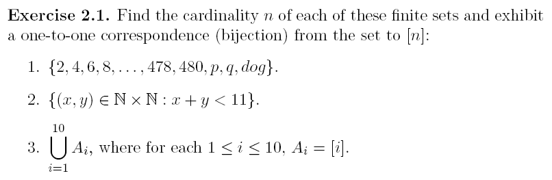 Solved Exercise 2.1. Find The Cardinality N Of Each Of These 