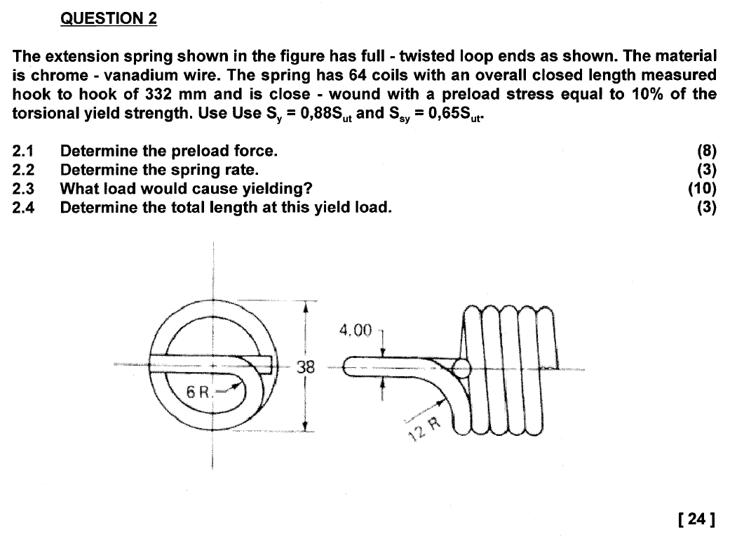Solved QUESTION 2 The extension spring shown in the figure | Chegg.com