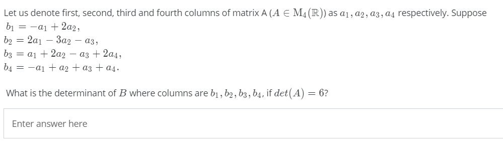 Solved Let Us Denote First Second Third And Fourth Colu Chegg Com