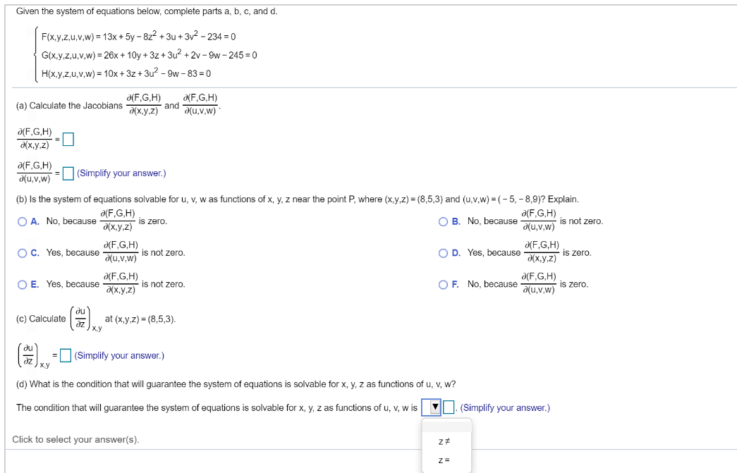 Solved Given The System Of Equations Below Complete Part Chegg Com