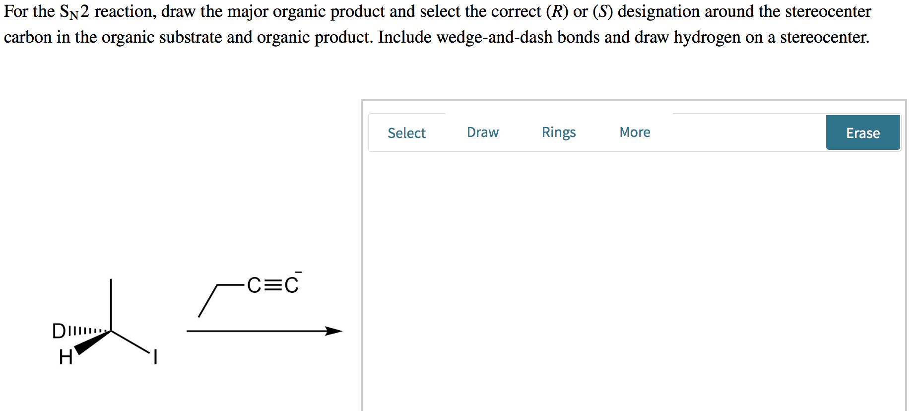 Solved For the Sn2 reaction, draw the major organic product