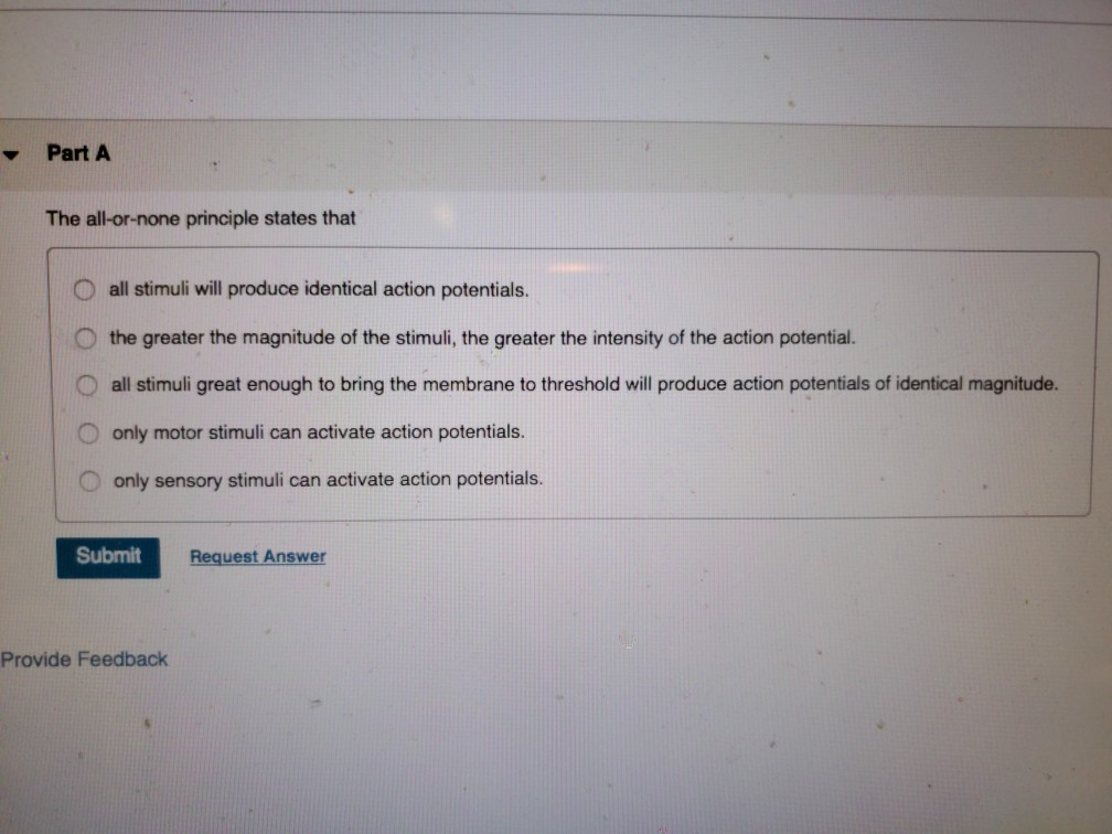 Solved Part A The all-or-none principle states that all | Chegg.com