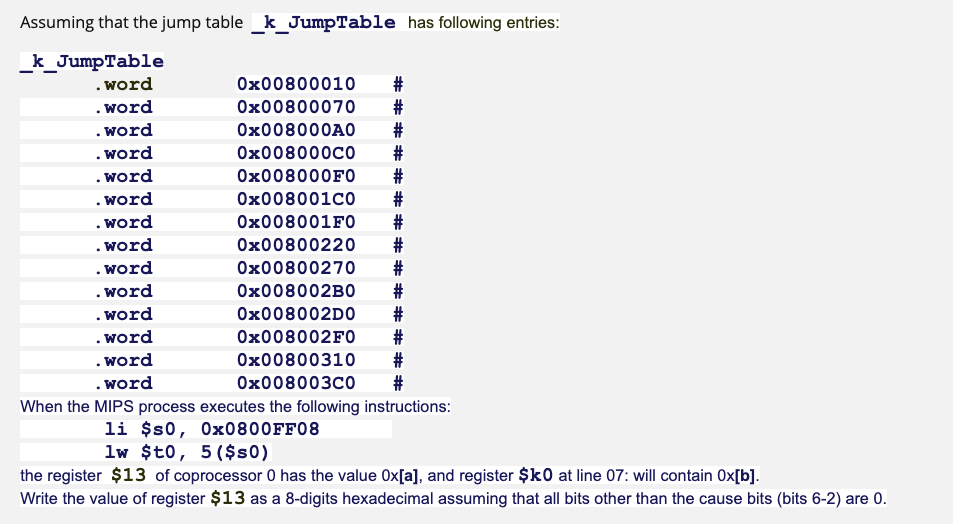 An example of MIPS exception handler is