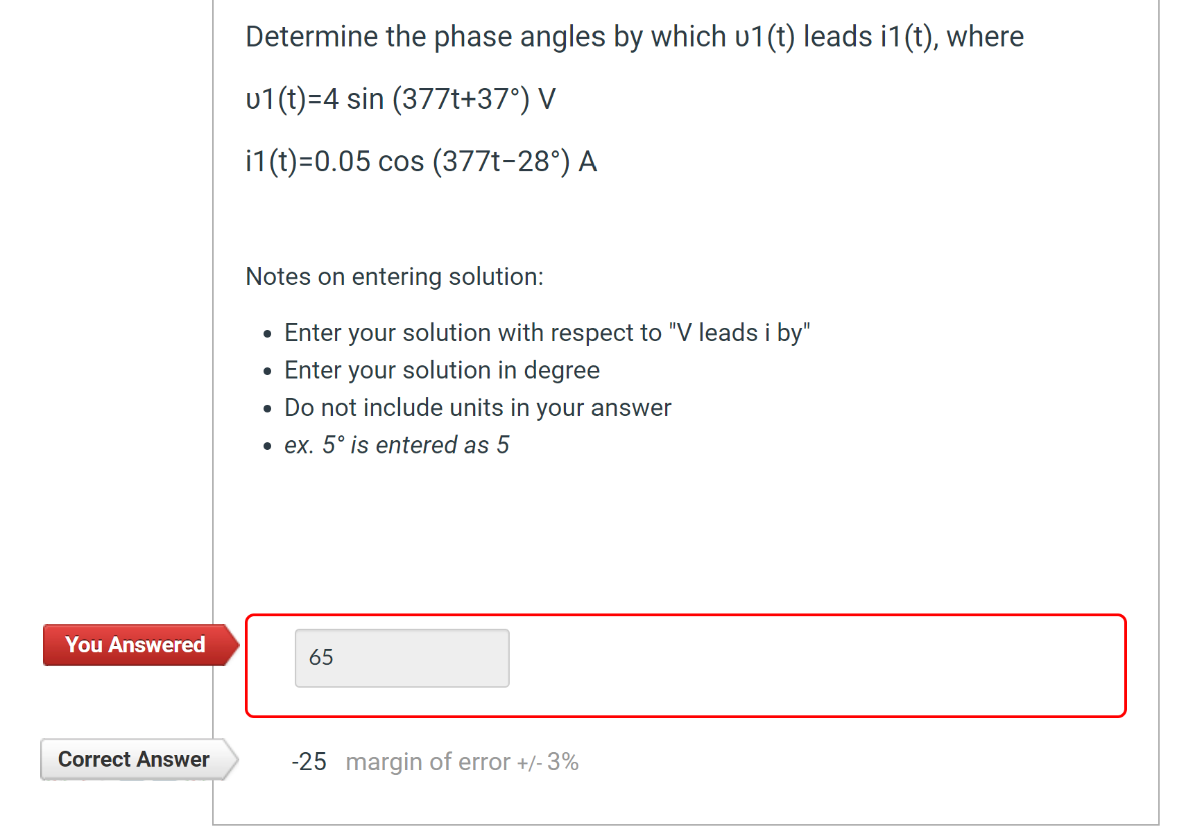 Solved Help me fix thisDetermine the phase angles by which | Chegg.com