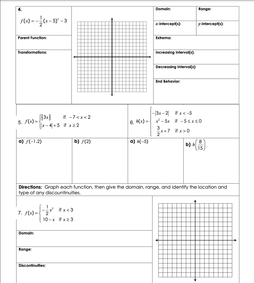 Solved f(x)=−21(x−5)2−3 Parent Function: Transformations: 5. | Chegg.com