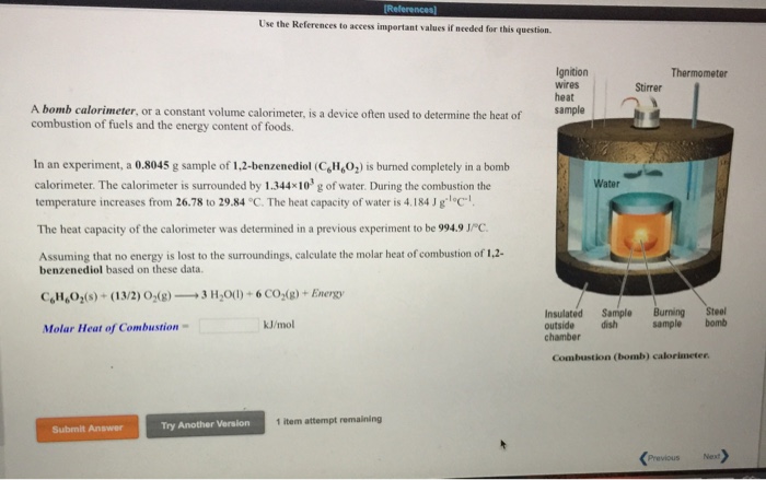 Solved A bomb calorimeter, or a constant volume calorimeter, | Chegg.com