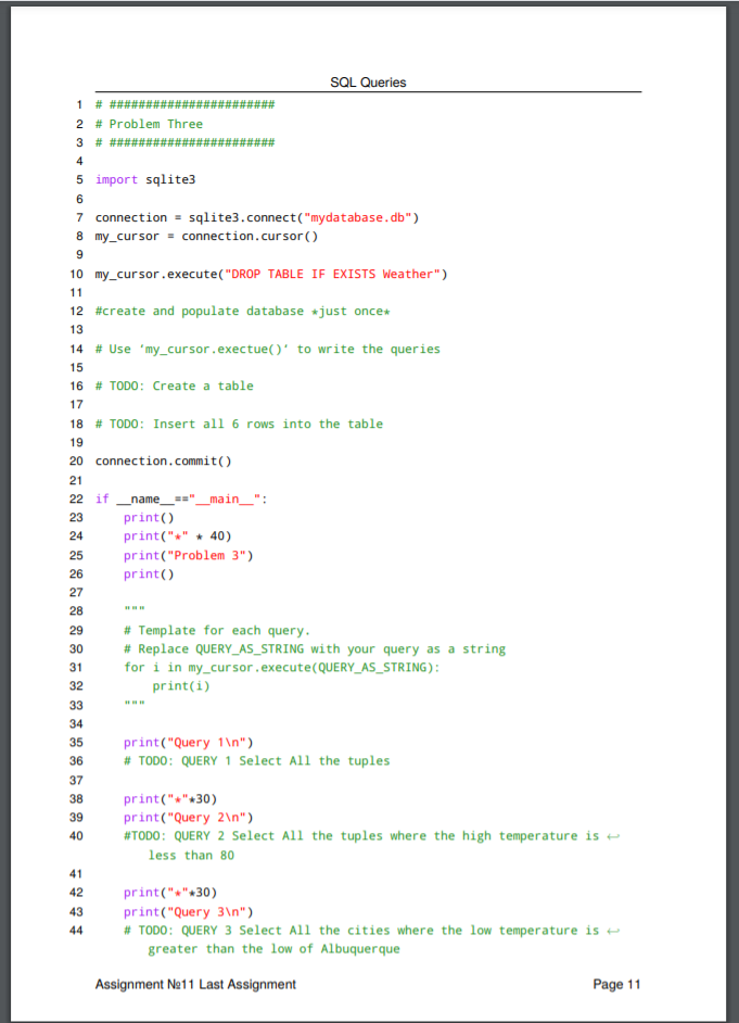 Solved Problem 3: Queries In class we were introduced to SQL | Chegg.com