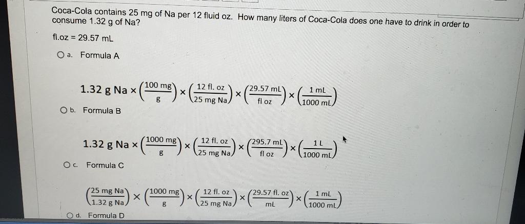 Milliliters per fluid outlet ounce