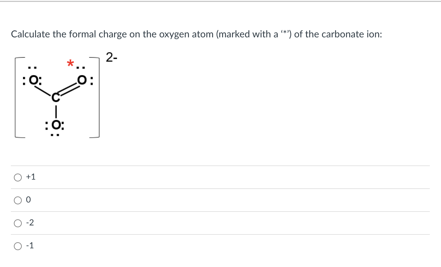 calculate the formal charge of each atom in carbonate ion