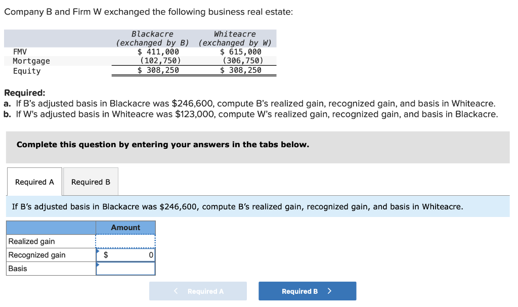 Solved Company B And Firm W Exchanged The Following Business | Chegg.com