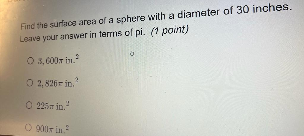 find the surface area of a sphere of diameter 3.5 m answer