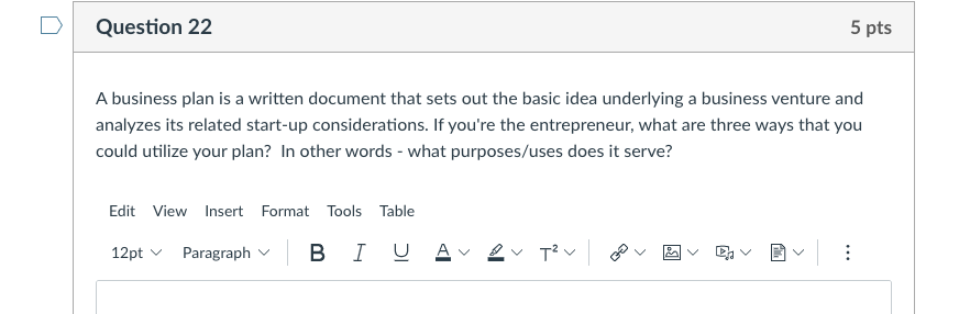 Solved Question 22 5 Pts A Business Plan Is A Written | Chegg.com