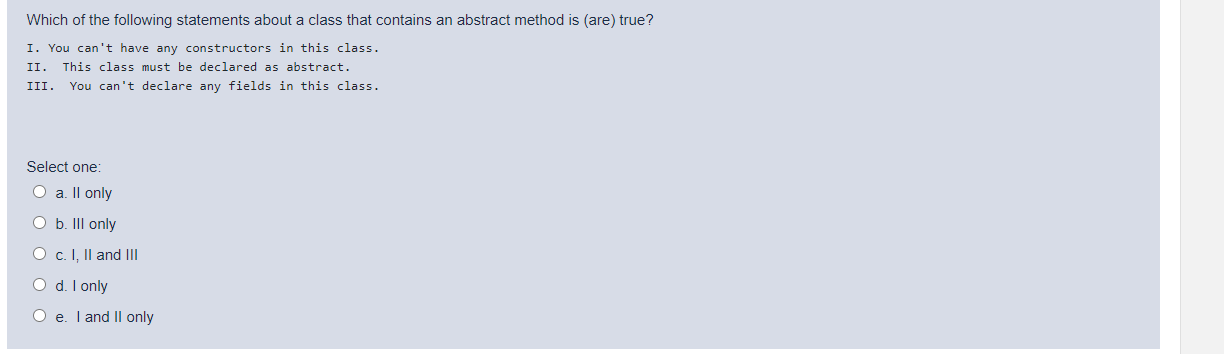 Solved Which of the following statements about a class that | Chegg.com