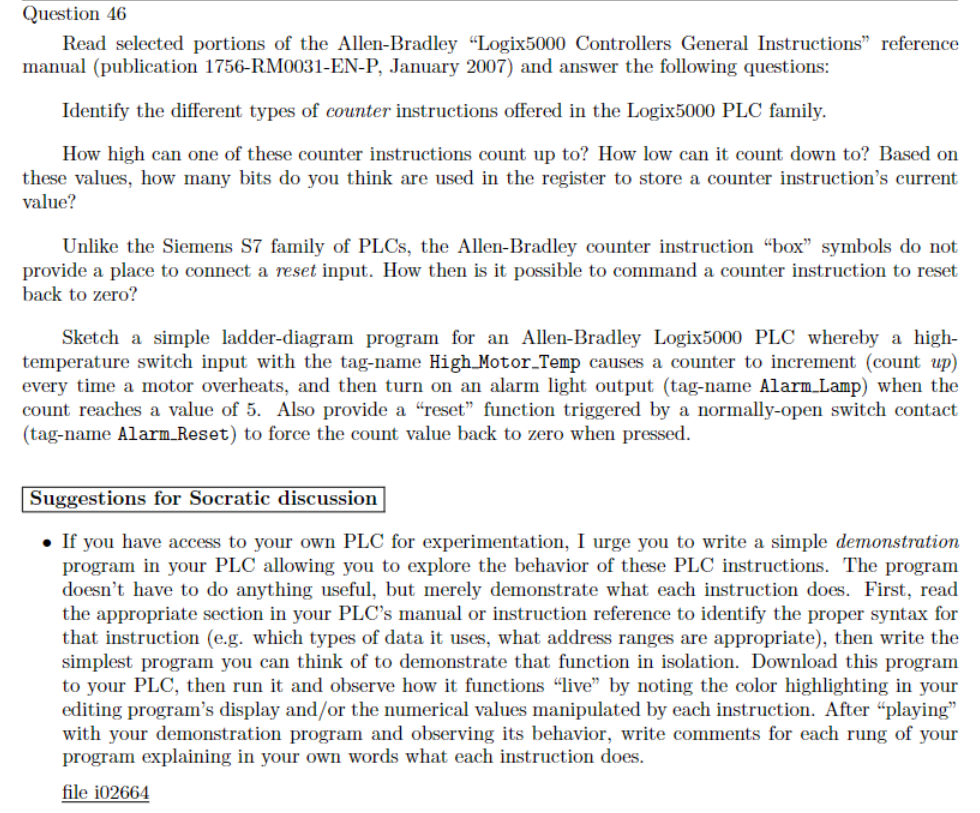 Solved Read selected portions of the Allen-Bradley | Chegg.com