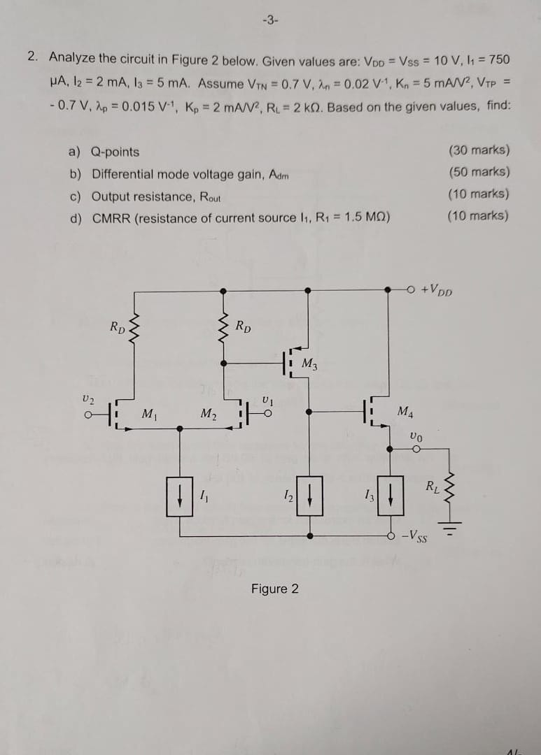 Solved 2. Analyze the circuit in Figure 2 below. Given | Chegg.com