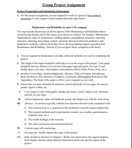 Group Project Assignment Project Preparation and | Chegg.com