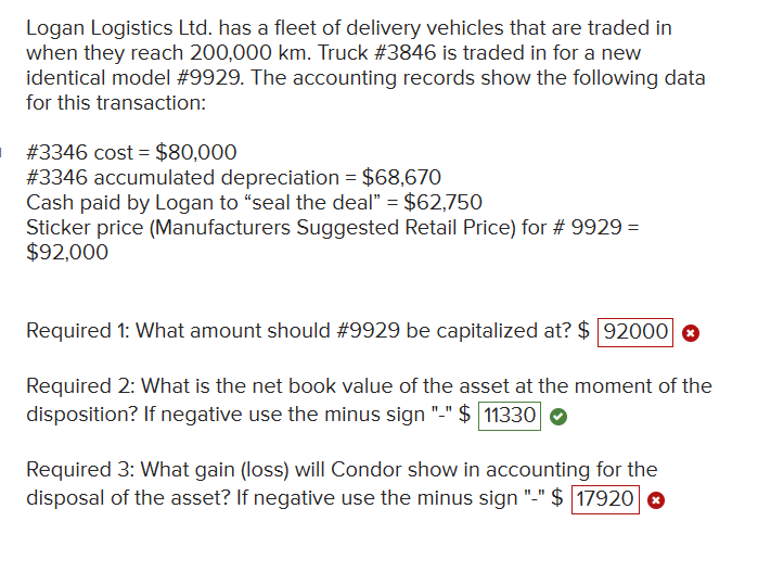 Logan Logistics Ltd. has a fleet of delivery vehicles