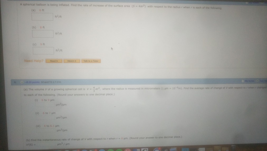 Solved A spherical balloon is being Inflated. Find the rate | Chegg.com