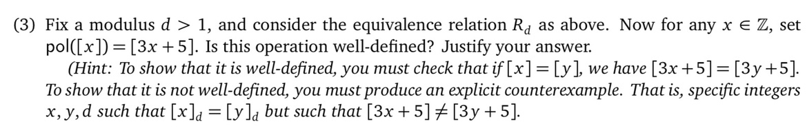Solved (3) Fix a modulus \\( d>1 \\), and consider the | Chegg.com