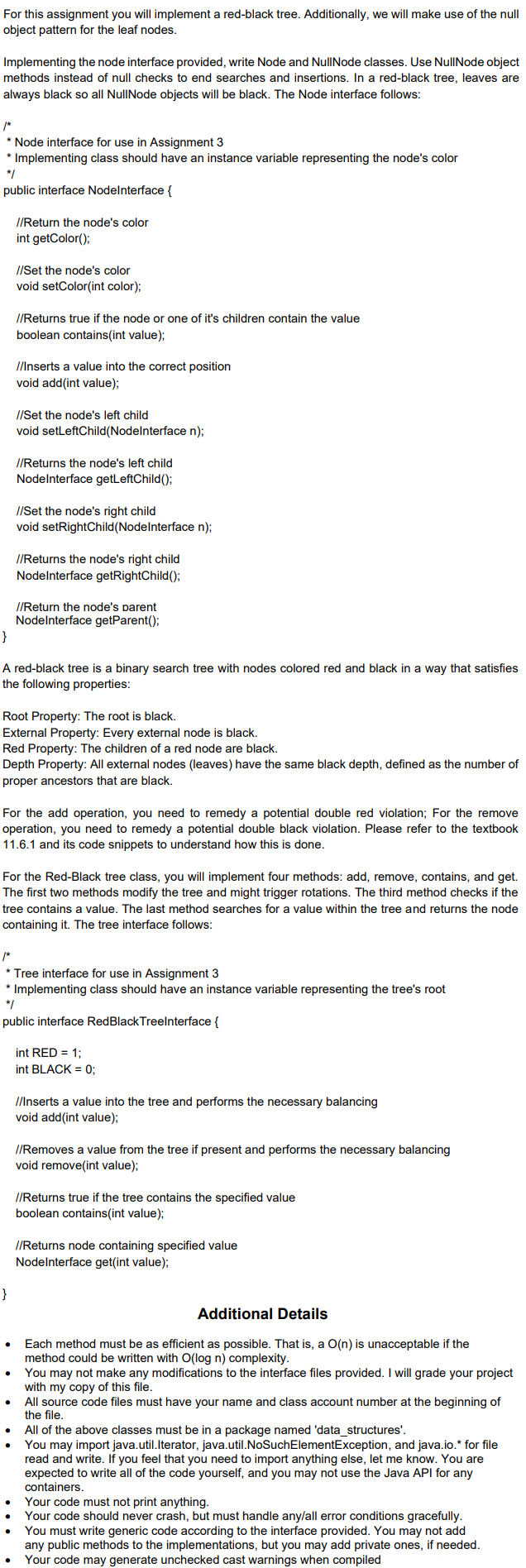 Solved For this assignment you will implement a red-black | Chegg.com